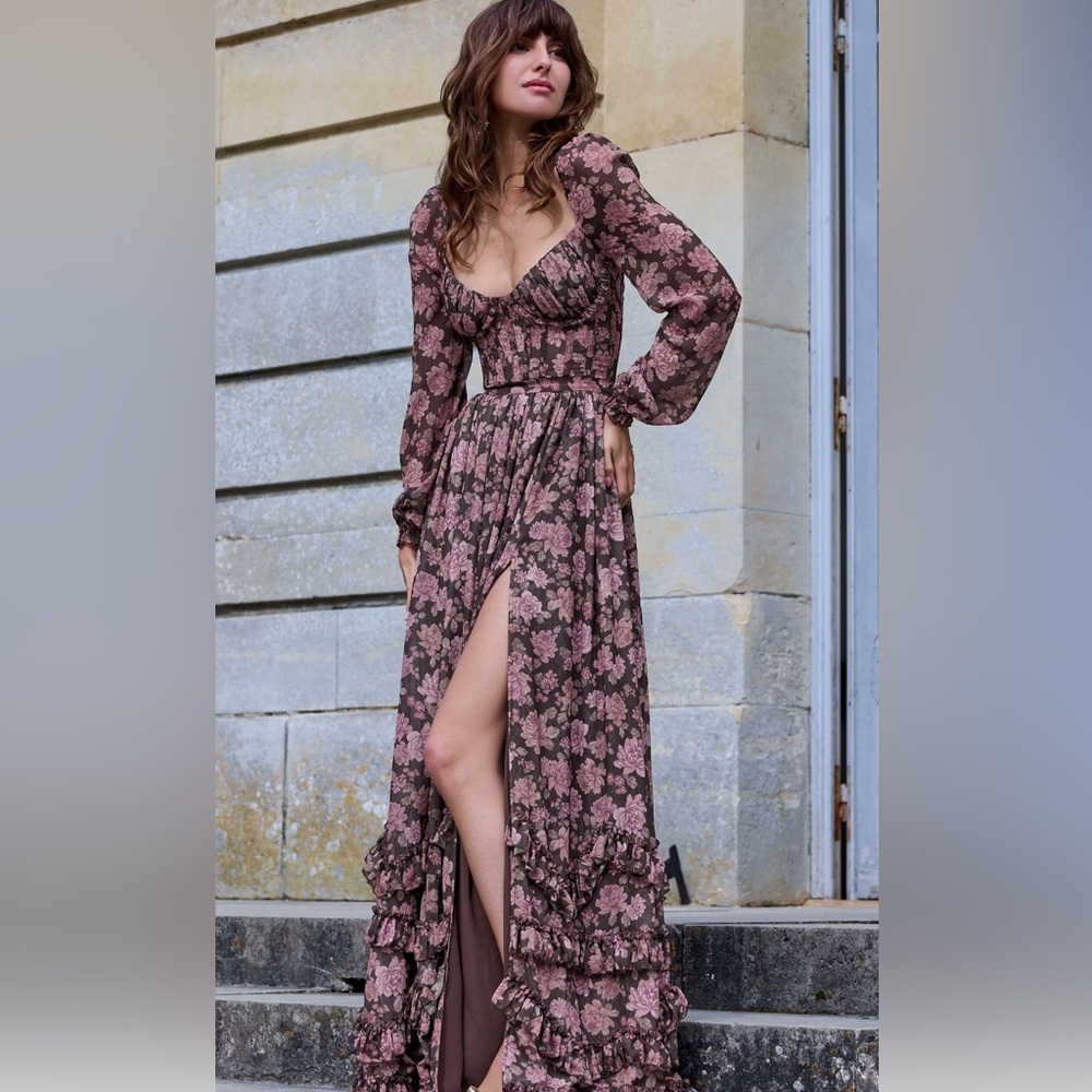 V. Chapman Carmella Dress in Chocolate Peony